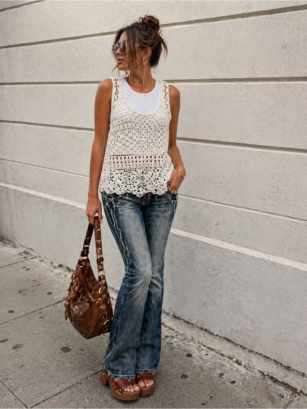 Crochet Lace Tank Camisole in Cream — Casual Women’s Layering Top